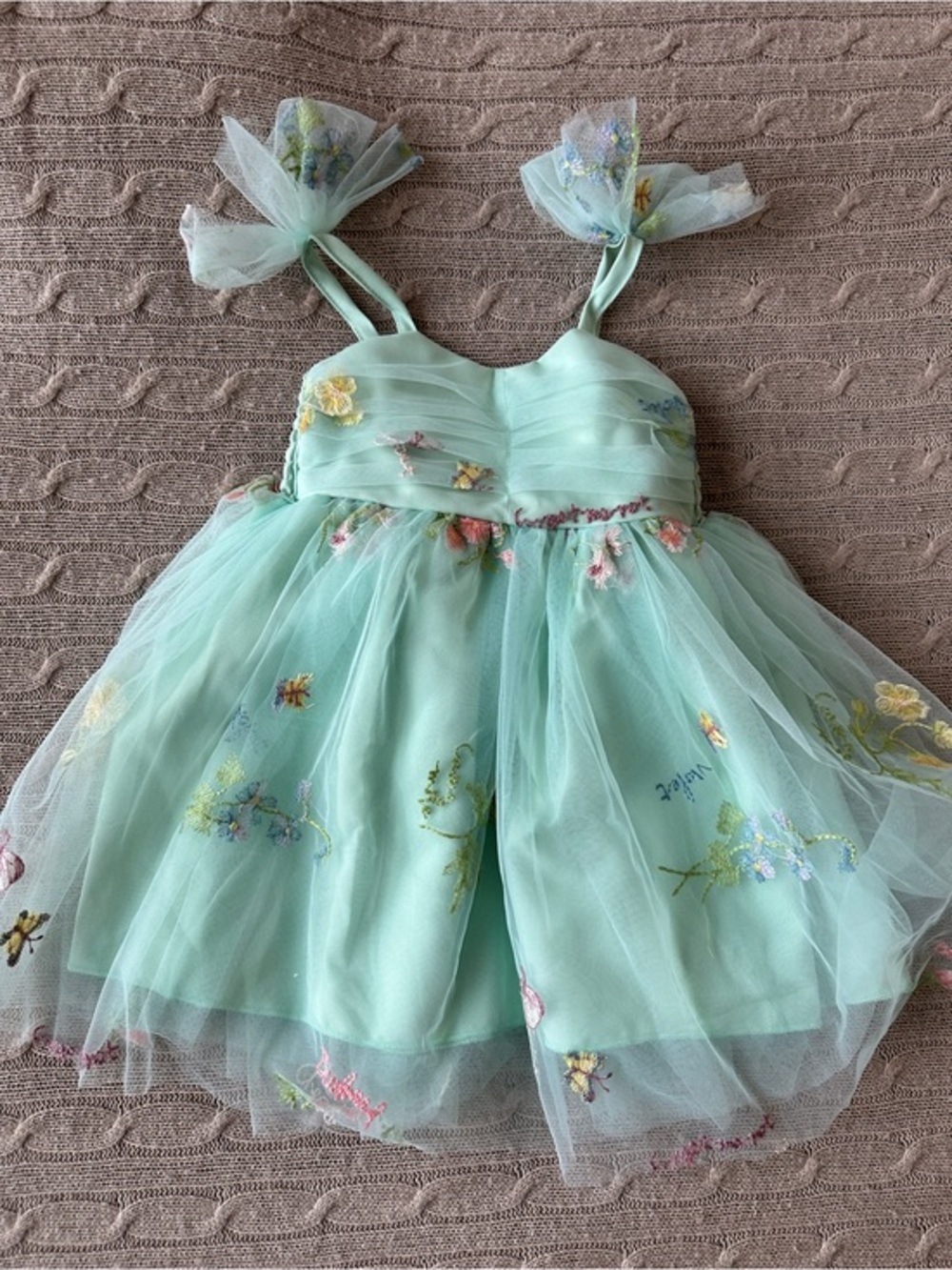 NWT Baby Girl Formal Dress, Mint Embroidery & Tulle, 12 Months